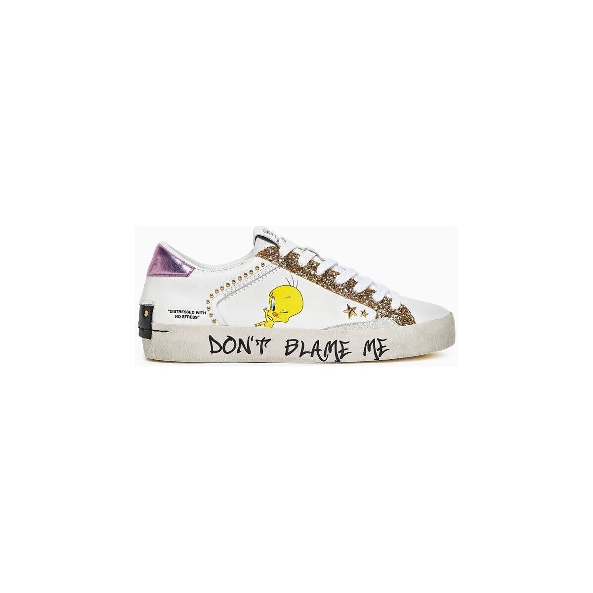 Schuhe Damen Sneaker Crime London DISTRESSED LIMITED 88006-PP6 WHITE/YELLOW Weiss