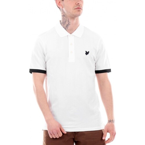 Kleidung Herren T-Shirts & Poloshirts Lyle & Scott Poloshirt mit kontrastierenden Details in WeiDark Navy Weiss