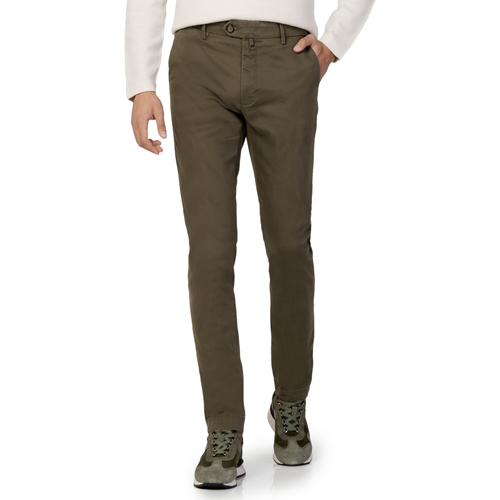 Kleidung Herren Hosen Borghese Firenze - Pantalone Elegante Twill - Fit Slim Grün