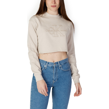 Kleidung Damen Sweatshirts Calvin Klein Jeans BESTICKTES MONOLOGO J20J220696ACI Beige