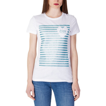 Kleidung Damen T-Shirts Love Moschino GLITTER STRIPES W 4 F73 2T M 3876 Weiss