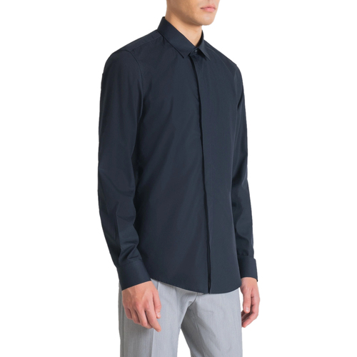 Kleidung Herren Langärmelige Hemden Antony Morato CAMICIA LONDON SLIM FIT IM KINDERBETT - FA400078 Blau