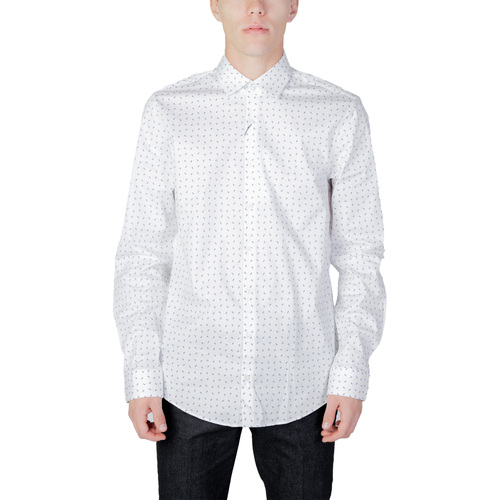 Kleidung Herren Langärmelige Hemden Calvin Klein Jeans TWILL 2 COLOR PRINT K10K112104 Weiss