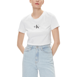 Kleidung Damen T-Shirts Calvin Klein Jeans MONOLOGO J20J222564 Weiss
