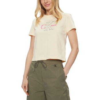 Kleidung Damen T-Shirts Calvin Klein Jeans BOLD MONOLOGO BABY J20J222639 Weiss