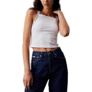 Kleidung Damen Tops Calvin Klein Jeans LOGO ELASTIC STRAPPY J20J223110 Weiss