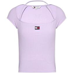 Kleidung Damen T-Shirts Tommy Hilfiger SLIM RIB BADGE DW0DW17896 Violett