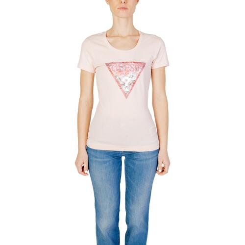 Kleidung Damen T-Shirts Guess RN SATIN TRIANGLE W4GI21 J1314 Rosa