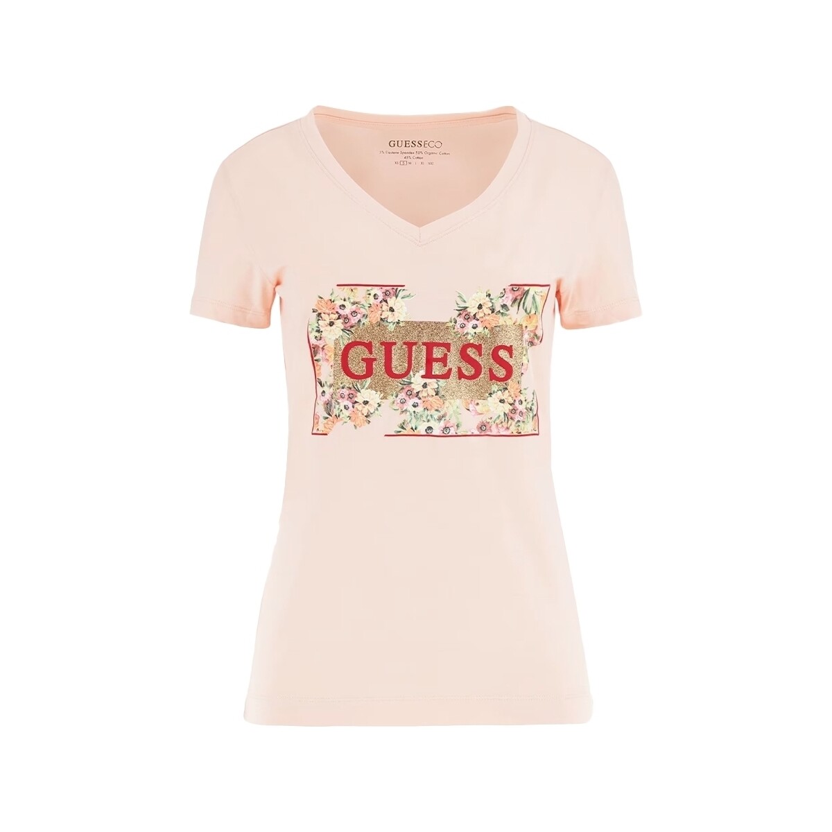 Kleidung Damen T-Shirts Guess Fleurs Rosa