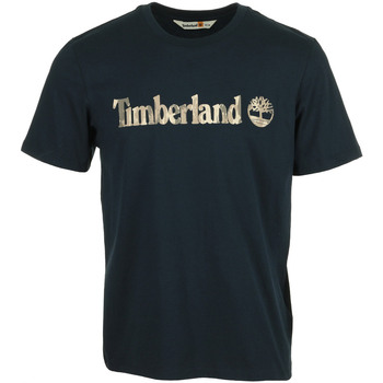 Kleidung Herren T-Shirts Timberland Camo Linear Logo Short Blau