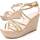 Schuhe Damen Leinen-Pantoletten mit gefloch Leindia 88503 Gold