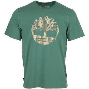 Kleidung Herren T-Shirts Timberland Camo Tree Logo Short Sleeve Grün
