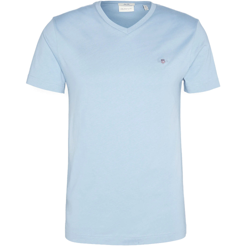 Kleidung Herren T-Shirts Gant Slim Shield V-Neck Tee Blau