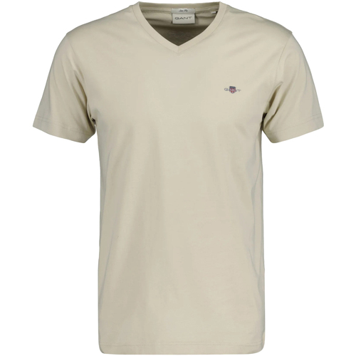 Kleidung Herren T-Shirts Gant Slim Shield V-Neck Tee Beige