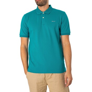 Gant Regular-Kontrast-Piqué-Rugger-Poloshirt Grün