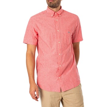 Gant Normales, kurzärmliges Hemd aus Baumwollleinen Rosa