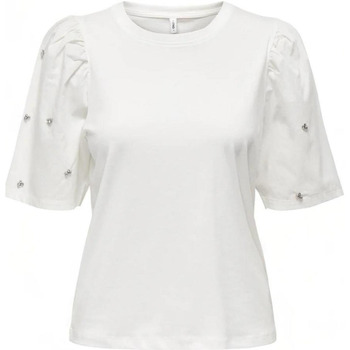 Kleidung Damen T-Shirts Only ONLLINA S/S PUFF SHINE TOP JRS 15315551 Weiss