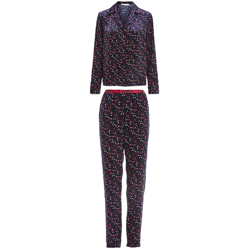 Kleidung Damen Pyjamas/ Nachthemden Tommy Hilfiger LS SET PRINT UW0UW02559 Schwarz