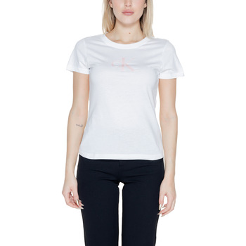 Kleidung Damen T-Shirts Calvin Klein Jeans SATIN J20J222343 Weiss