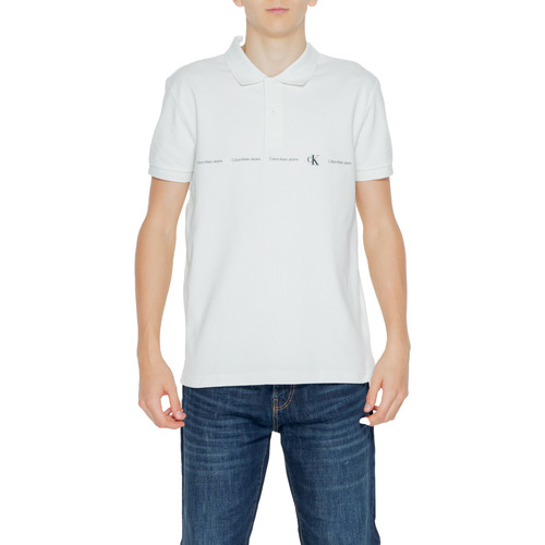 Kleidung Herren Polohemden Calvin Klein Jeans LOGO REPEAT J30J325432 Weiss