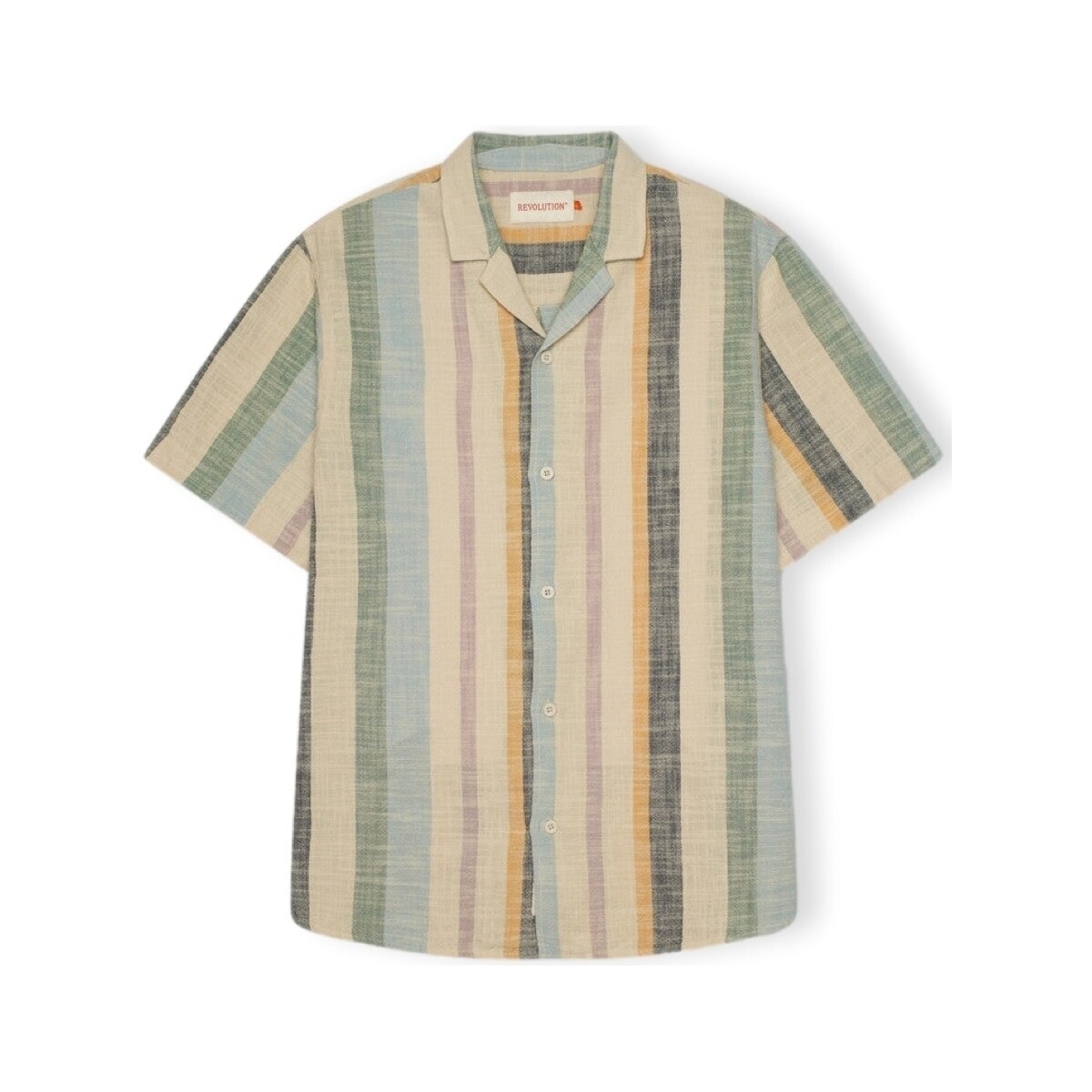Kleidung Herren Langärmelige Hemden Revolution Cuban Shirt S/S 3918 - Dustgreen Multicolor