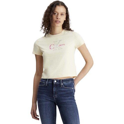 Kleidung Damen T-Shirts & Poloshirts Ck Jeans Bold Monologo Baby T Beige