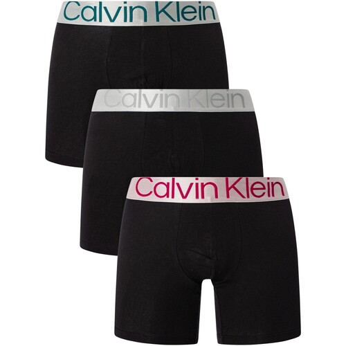 Unterwäsche Herren Boxershorts Calvin Klein Jeans 3er-Pack Boxershorts aus überarbeitetem Stahl Schwarz