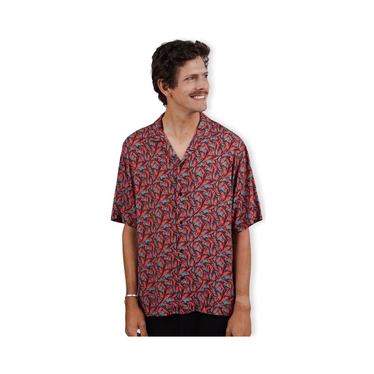 Kleidung Herren Langärmelige Hemden Brava Fabrics Lobster Aloha Shirt - Red Blau
