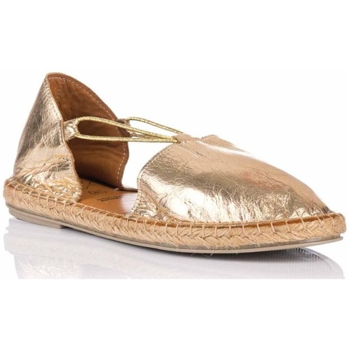 Schuhe Damen Leinen-Pantoletten mit gefloch Top 3 Shoes CARLA Gold