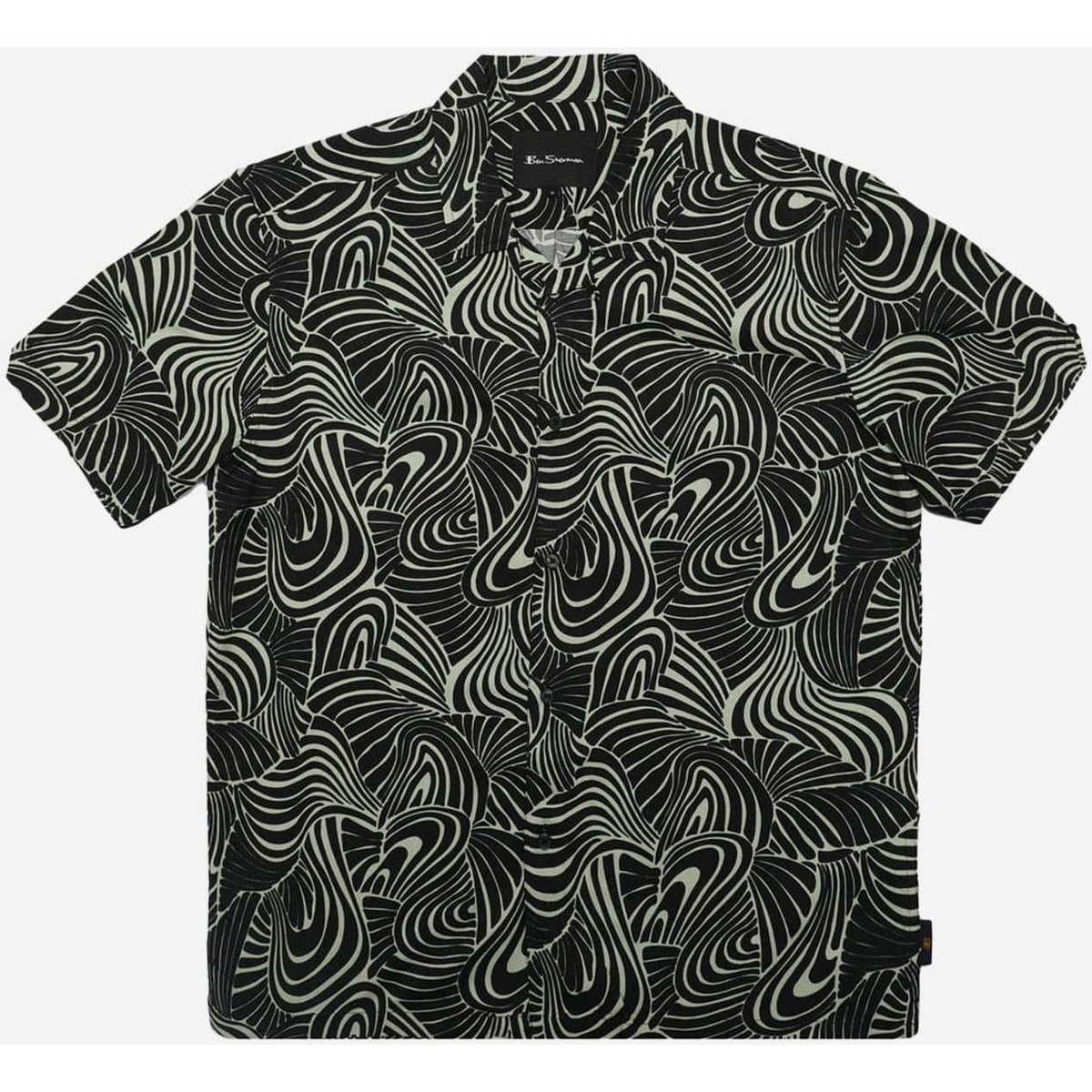 Kleidung Herren Langärmelige Hemden Ben Sherman Psychadelic swirl print - mint Schwarz
