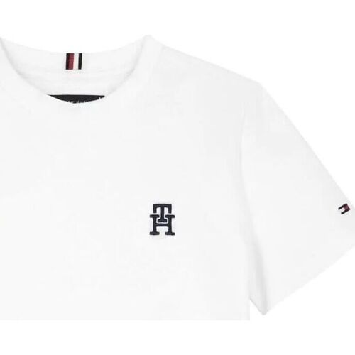 Kleidung Jungen T-Shirts & Poloshirts Tommy Hilfiger KB0KB08820 PIQUET MONOGRAM TEE-YBR WHITE Weiss