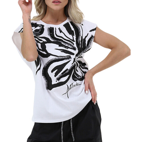 Kleidung Damen T-Shirts & Poloshirts Twin Set T-SHIRT CON STAMPA PERLINE E TULLE Art. 241AT2255 