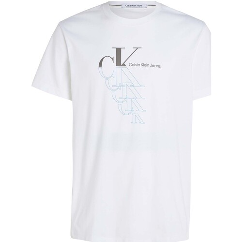Kleidung Herren T-Shirts & Poloshirts Ck Jeans Monogram Echo Graphi Weiss