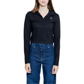 Kleidung Damen Langarmshirts Calvin Klein Jeans COLLAR MILANO J20J222556 Schwarz
