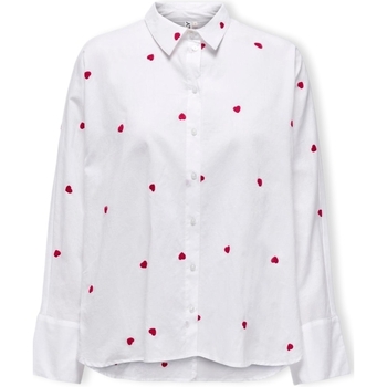 Kleidung Damen Tops / Blusen Only New Lina Grace Shirt L/S - Bright White/Heart Weiss