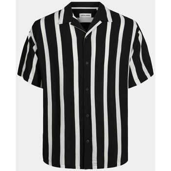 Kleidung Herren Langärmelige Hemden Jack & Jones 12249367 RESORT STRIPE-BLACK Schwarz