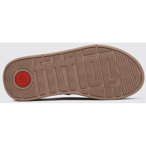 FitFlop F-MODE LEATHER FLATFORM CROSS SLIDES Beige