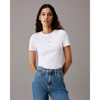 Kleidung Damen T-Shirts & Poloshirts Calvin Klein Jeans J20J223552 Weiss