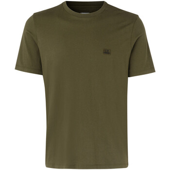 Kleidung T-Shirts & Poloshirts C.p. Company T-shirt Halsband  aus grüner Baumwolle Grün