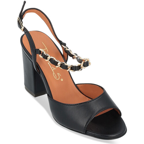Schuhe Damen Sandalen / Sandaletten Via Roma 15 Sandale  aus schwarzem Leder mit Kette Other