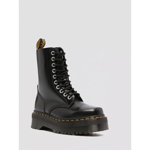Schuhe Damen Klassische Stiefel Dr. Martens 31147001 - 1490QUAD SQUARED-POLISHED SMOOTH BLACK Schwarz