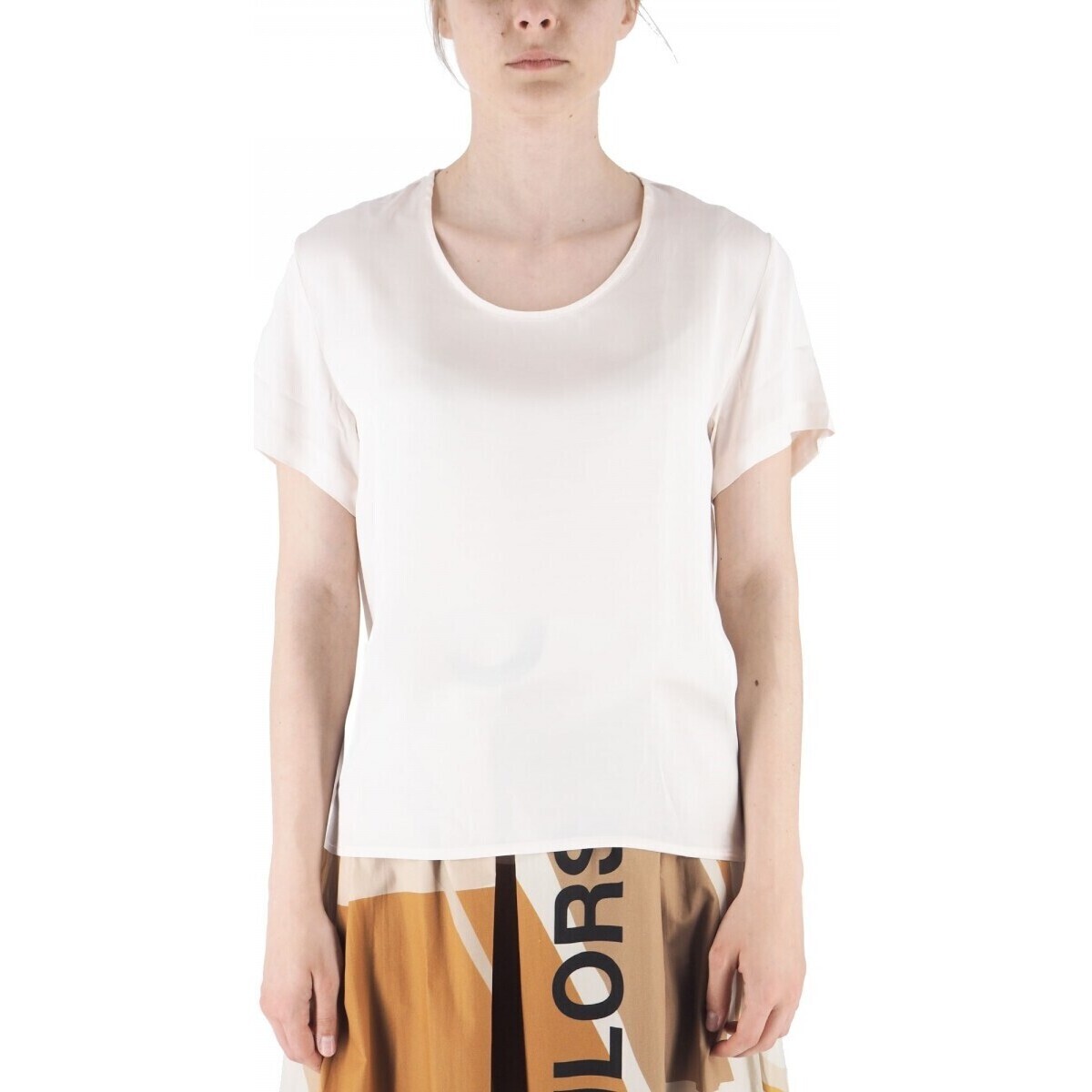 Kleidung Damen T-Shirts & Poloshirts Ko Samui Tailors Cremefarbenes T-Shirt mit lockerer Passform Weiss