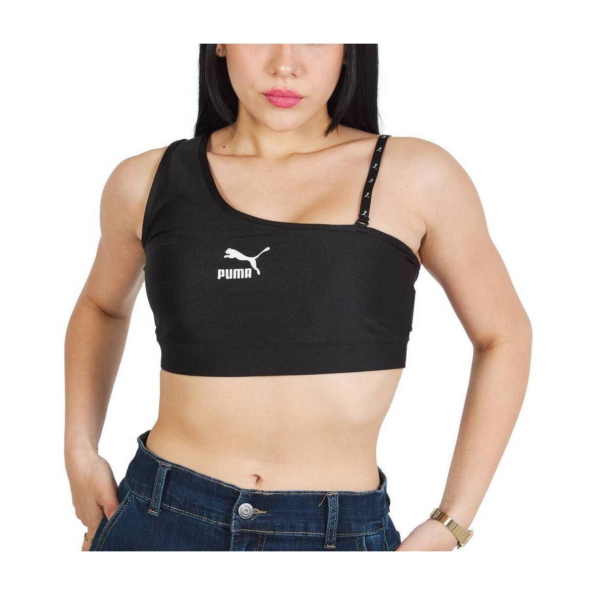 Kleidung Damen Tops / Blusen Puma DARE TO CROP TOP Schwarz