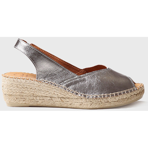 Schuhe Damen Leinen-Pantoletten mit gefloch Toni Pons BERNIA-P Silbern