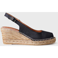 Schuhe Damen Leinen-Pantoletten mit gefloch Toni Pons CROACIA Schwarz