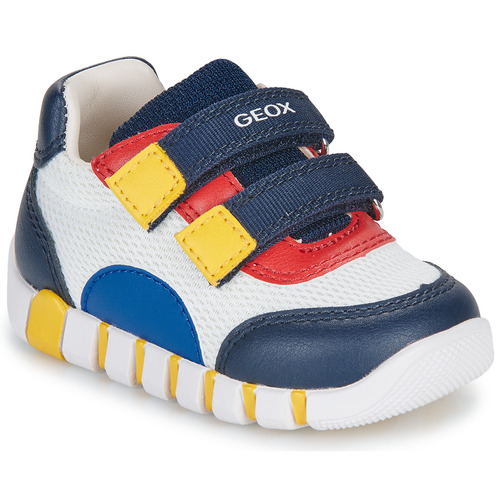 Schuhe Kinder Sneaker Low Geox B IUPIDOO BOY Weiss / Marine / Gelb