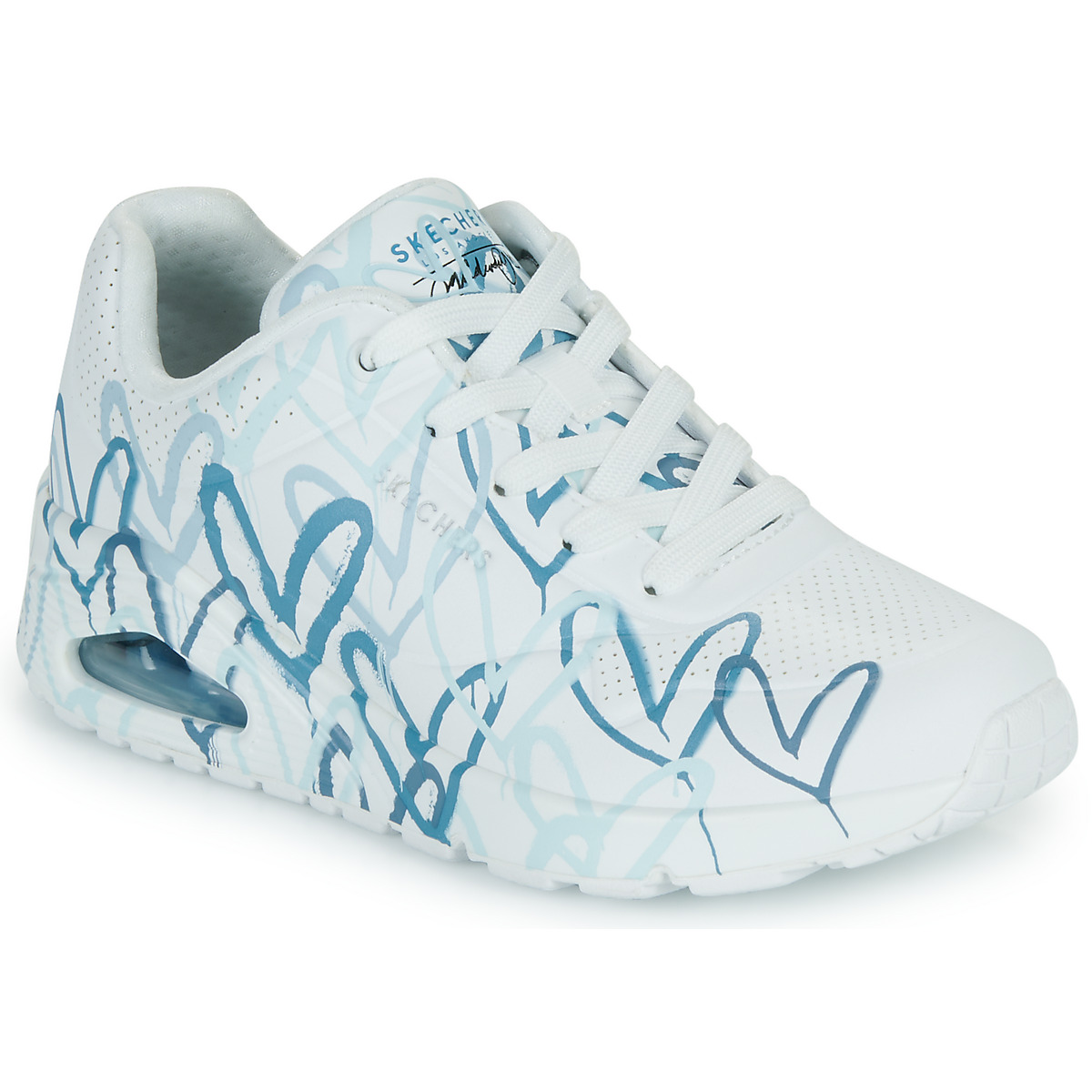 Schuhe Damen Sneaker Low Skechers JGOLDCROWN: UNO - SPREAD THE LOVE Weiss / Grün