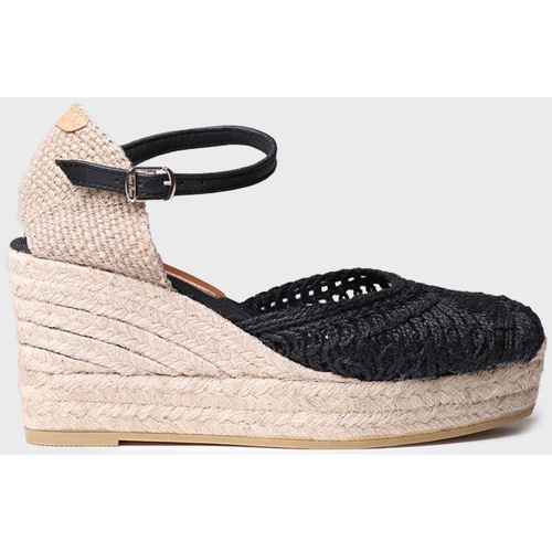 Schuhe Damen Leinen-Pantoletten mit gefloch Toni Pons LOVINA Schwarz