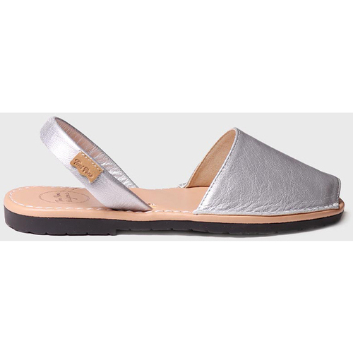 Schuhe Damen Leinen-Pantoletten mit gefloch Toni Pons MAO-P Silbern