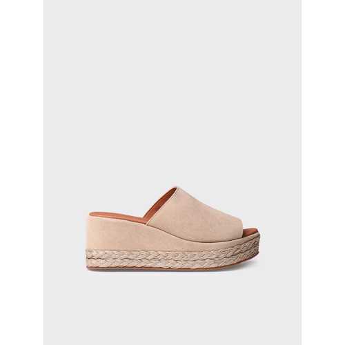 Schuhe Damen Leinen-Pantoletten mit gefloch Toni Pons PAULINA Braun